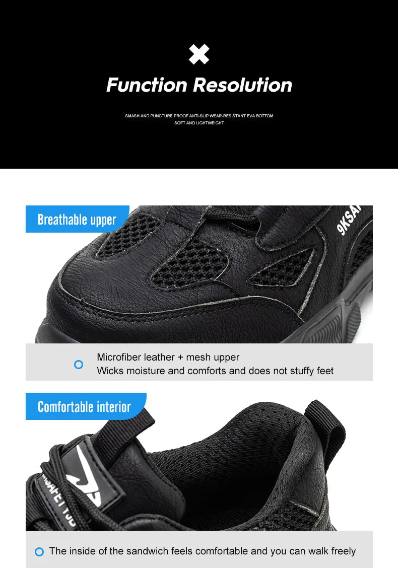 Breathable Steel Toe Safety Work Shoes – Lightweight & Unisex